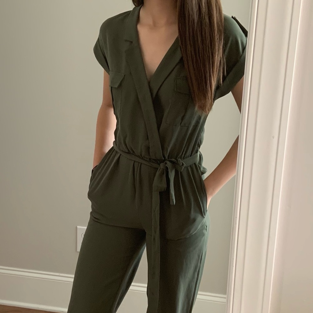 Army green romper XS